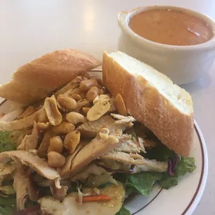 Chinese chicken salad and spicy Thai soup