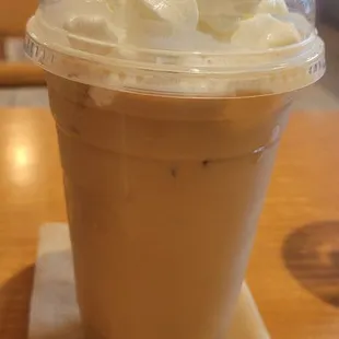 Iced white mocha with whip.