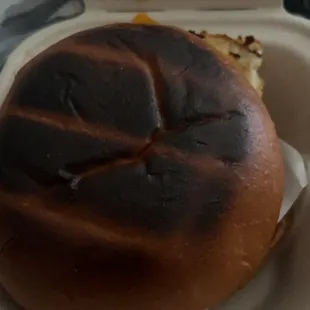 Burnt sandwich.