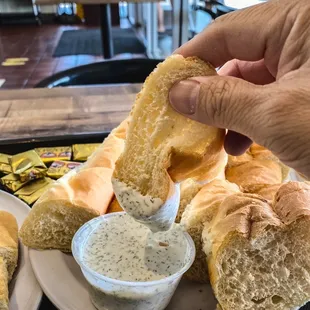 Baguette with dill sauce