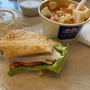 Half sandwich and small soup