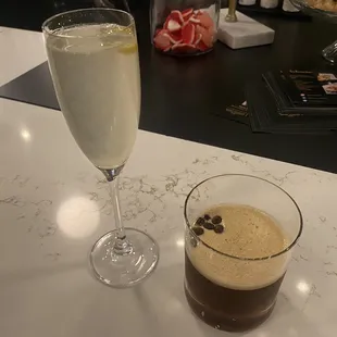 Espresso martini and French 75