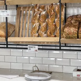 shelves of bread and pastries
