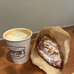 A good almond milk cappuccino &amp; mediocre almond croissant