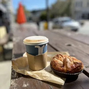 Kouign Aman and oat milk latte.