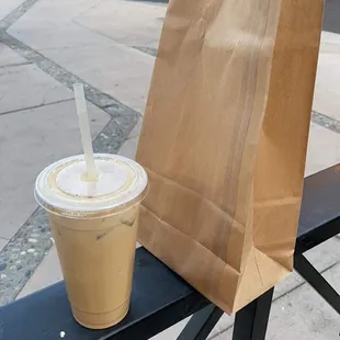 Iced caramel latte and a danish