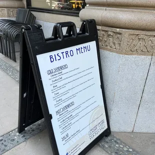 a bistro menu
