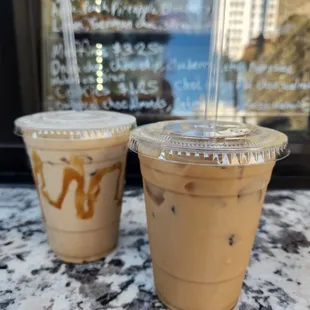 Salted Caramel Swirl Latte and Iced Coffee