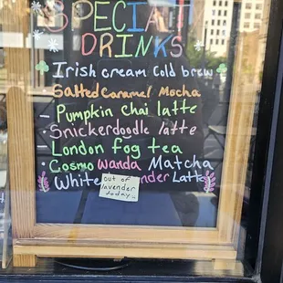 Specialty drinks menu - May 2024