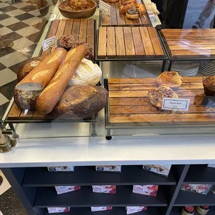 bread and pastries on display