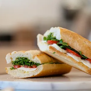 a sandwich cut in half