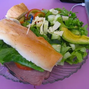 roast beef 1/2 sandwich and salad combo