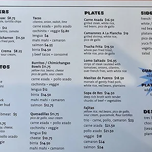 menu