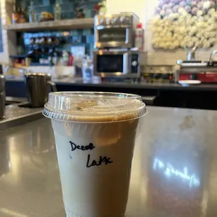 Decaf iced latte