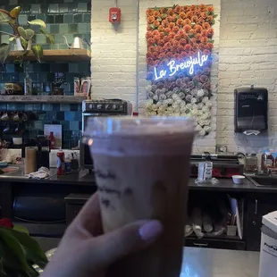 Brew-chata with strawberry cold foam