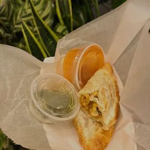 Corn and Chorizo empanadas! The sauce is to die for!