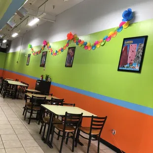 tables and chairs in a restaurant