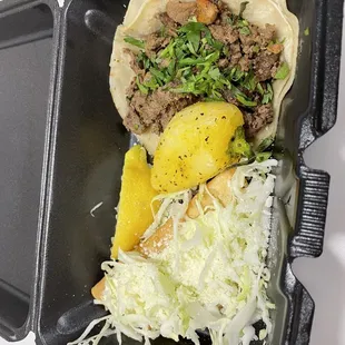 Carne asada and potato tacos