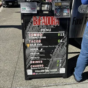 Menu for the day. Similar prices like the restaurant locations.