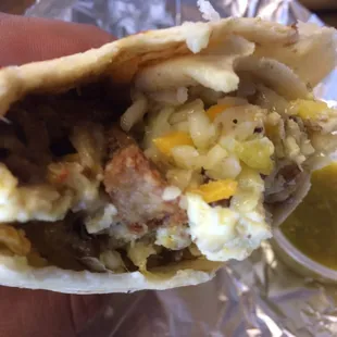 Egg chicharon chile verde cheese goodness