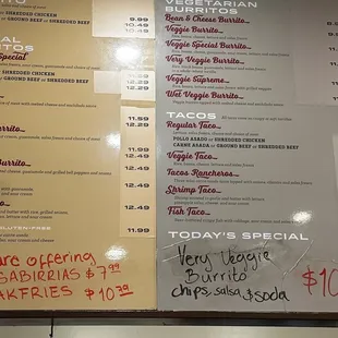 La Burrita menu 3/2023