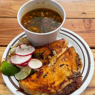 QuesaBirria $5 Large Consommé $8