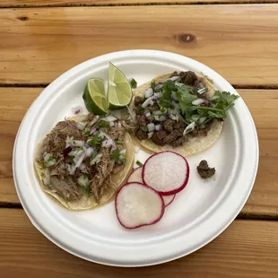 For $3.50 a taco I was hoping they would be bigger  Disappointed would not recommend go else where not fresh