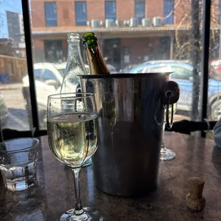 Enjoying fool's spring outdoors with some bubbly!