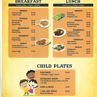breakfast menu