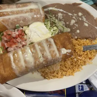 Chicken and Beef Chimichangas