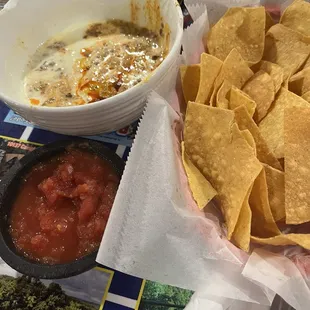Salsa and Chorizo Queso