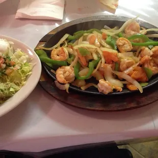 Lunch portion of the $7.25 shrimp fajitas