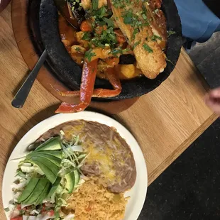 two plates of food on a table