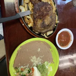 Carne Asada and toppings/sides plate