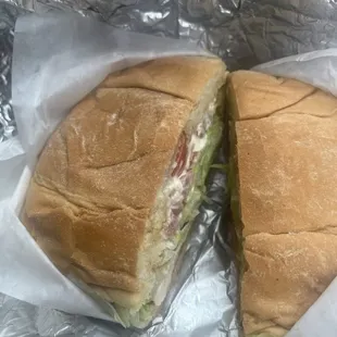 Mexican style grilled chicken sandwich from La Cabaña Mexican restaurant in Brooklyn