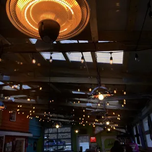 the ceiling of the restaurant