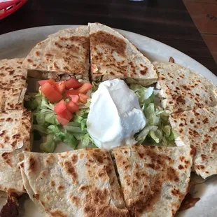 a plate of quesadillas