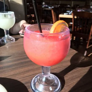 Frozen strawberry margarita/good! }:{