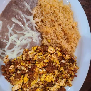 Chorizo and huevos. The chorizo is made at the restaurant as is the refried beans.