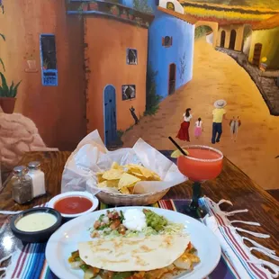 Yummy Quesadillas and Margaritas.  Come enjoy the ambiance and taste of Mexico.