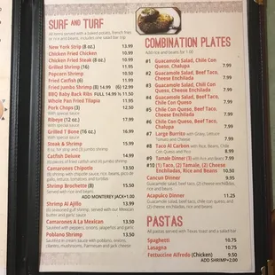 menu and prices
