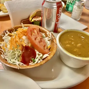 Ensalada De Repollo (cabbage salad), Frijol Pequeño (beans)