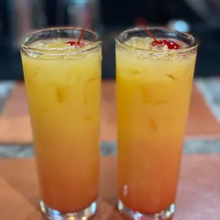 two glasses of orange juice