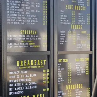 Drive thru menu