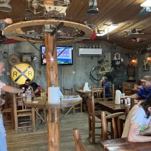 a man standing in a restaurant