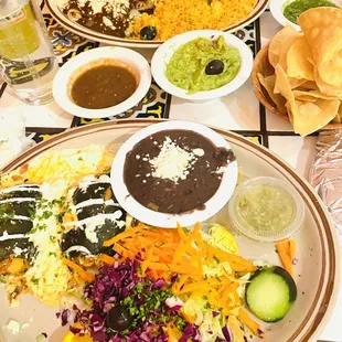 Tacos de Rajas con Crema and mole Enchiladas De Mole
