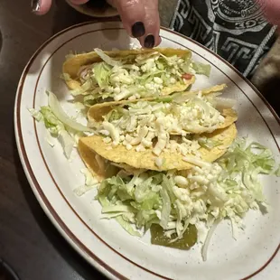 Three chicken tacos