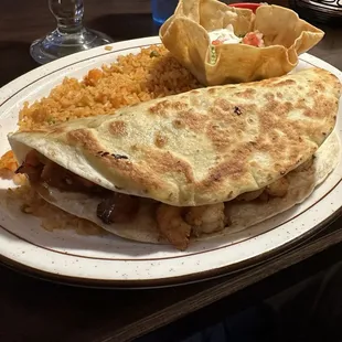 Shrimp fajita quesadilla. Delicious!