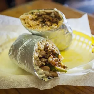 two burritos on a plate