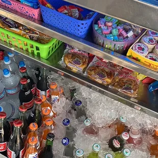 a cooler filled with drinks
